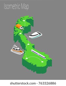 Map Norway isometric concept.