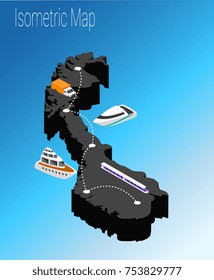 Map Norway isometric concept. 3d flat illustration of Map Europe.