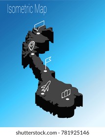 Map Norway isometric concept. 3d flat illustration of Map Europe.