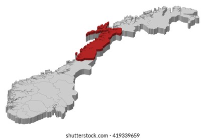 Map - Norway, Nordland - 3D-Illustration