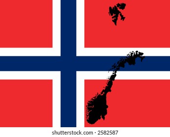 map of Norway and Norwegian flag illustration