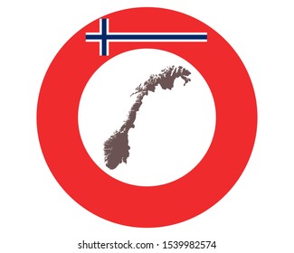 Map of Norway on background with flag