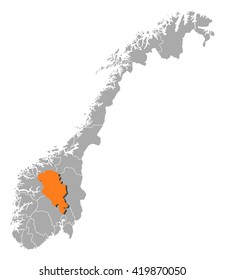 Map - Norway, Oppland