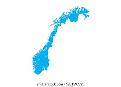 Map of Norway from Polygonal wire frame low poly mesh,Norway map Vector Illustration EPS10.