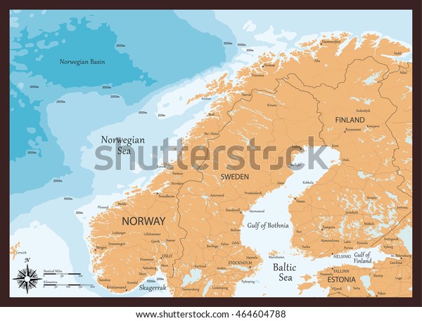 Map Of Norwegian Sea Map Norway Sea Depths Layers Stock Vector (Royalty Free) 464604788 |  Shutterstock