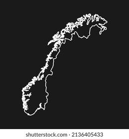 Map of Norway solated on Black background.