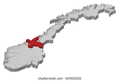 Map - Norway, Sor-Trondelag - 3D-Illustration