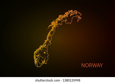 Map of Norway. Wire frame 3D mesh polygonal network line, design sphere, dot and structure. communications map of Norway. Vector Illustration EPS10. - Vector - Vector