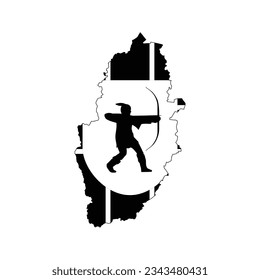 The map of the Nottinghamshire county with its flag in white and black colours isolated on white background. Vector illustration