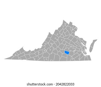 Map of Nottoway in Virginia on white