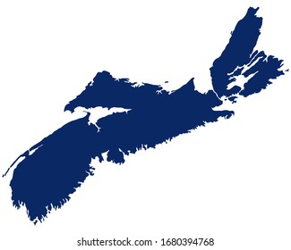 Map of Nova Scotia in blue colour