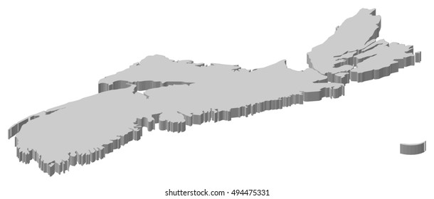 Map - Nova Scotia (Canada) - 3D-Illustration