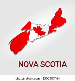 Map of Nova Scotia combined with Canada flag - Vector