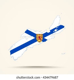 Map of Nova Scotia in Nova Scotia flag colors
