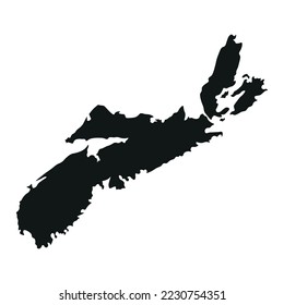 The map of the Nova Scotia province in black color isolated on white background. Vector illustration