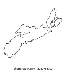 Map of the Nova Scotia province of Canada in white color isolated on white background. Vector illustration