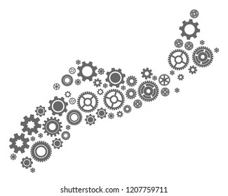 Map of Nova Scotia Province formed with gray gear symbols. Vector abstract collage of map of Nova Scotia Province with industry symbols. Engineering flat design for industry projects.