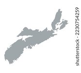 The map of the Nova Scotia province in grey color isolated on white background. Vector illustration