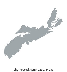 The map of the Nova Scotia province in grey color isolated on white background. Vector illustration