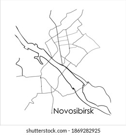 map of Novosibirsk. print for clothes, may, hoodies, merchandise. vector eps 10. Siberia, Russia. black and white design. doodle, sketch.