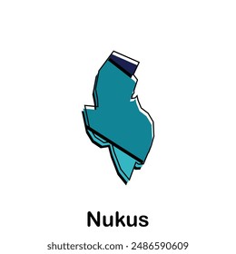 Map of Nukus illustration design. Uzbekistan World Map International vector template