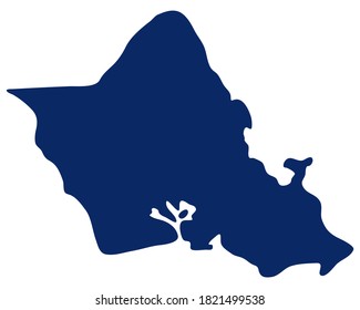 Map of Oahu in blue colour