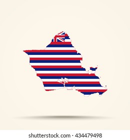 Map of Oahu in Hawaii flag colors