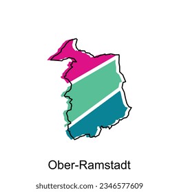 map of Ober Ramstadt vector design template, national borders and important cities illustration design