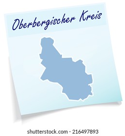 Map of Oberbergischer-Kreis as sticky note in blue