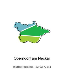 Map of Oberndorf Am Neckar, World Map International vector template with outline graphic sketch style isolated on white background