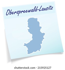 Map of Oberspreewald-Lausitz as sticky note in blue