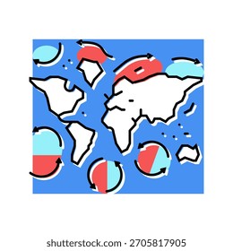 mapa correntes oceânicas mundo ícone cor do oceano vetor. mapa correntes oceânicas mundo sinal oceânico. símbolo isolado ilustração