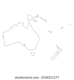 Map of Oceania with countries
