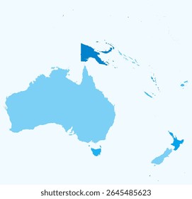 Map of Oceania with countries. A simple continent border map with country divisions. Light blue color palette. Flat Oceania shape with administrative division. Vector illustration.