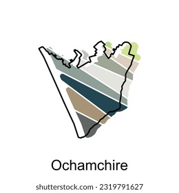 Map of Ochamchire Georgia High detailed on white background. Abstract design vector template