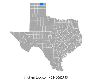 Map of Ochiltree in Texas on white