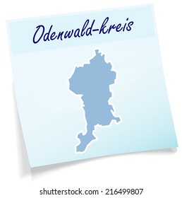 Map of Odenwaldkreis as sticky note in blue