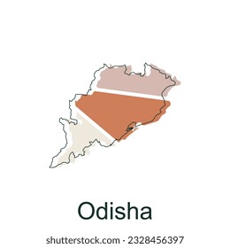 Karte Odisha-Illustrationsdesign mit schwarzem Umriss auf weißem Hintergrund, Design-Vorlage für Ihr Unternehmen geeignet