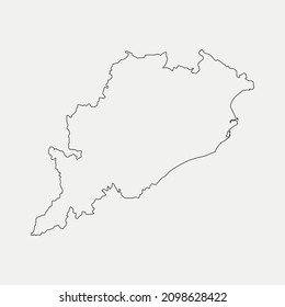Map of Odisha - India region outline silhouette vector illustration
