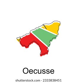 Map of Oecusse vector design template, national borders and important cities illustration
