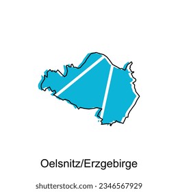 Map of Oelsnitz Erzgebirge geometric colorful illustration design template, Germany country map on white background vector