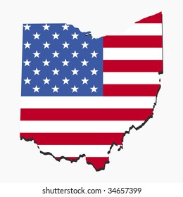 Map of Ohio with American flag illustration