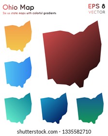 Map of Ohio with beautiful gradients. Beautiful set of US state maps. Actual vector illustration.