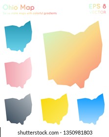 Map of Ohio with beautiful gradients. Beautiful set of US state maps. Adorable vector illustration.