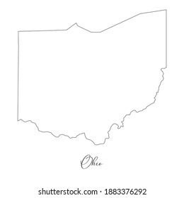 Map of  Ohio. Border of Ohio and handwritten name of the state. Minimalist map. This vector map is appropriate for digital editing and prints of all sizes.