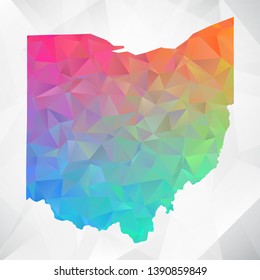 Map of Ohio. Colorful Geometric Rumpled Triangular , Polygonal Design For Your . Vector illustration eps 10.