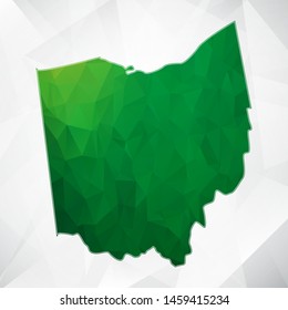 Map of Ohio - Green Geometric Rumpled Triangular , Polygonal Design For Your . Vector illustration eps 10
