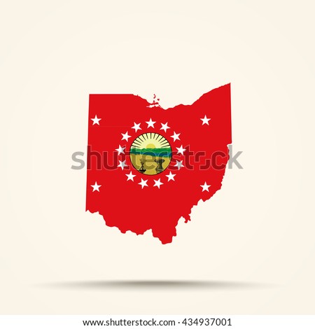 Map of Ohio in Standard of the Governor of Ohio flag colors