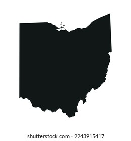 Map of the Ohio state in black color isolated on white background. Vector illustration