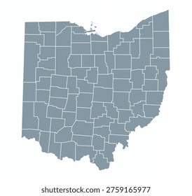 Map of Ohio state with counties borders